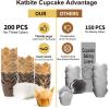 imageKatbite Tulip Cupcake Liners Holders 200PCS Muffin Baking Cups Cupcake Wrapper for Party Wedding Birthday ChristmasBrownWhiteCoffee