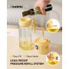 imagekatbite 2 in 1 Oil Sprayer ampamp Pour for Cooking 186 oz550ml Glass Olive Oil Dispenser Bottle OneTouch Open Lid NonDrip LeakProof Design Fine Mist05gSpray for Air Fryer Salad YellowYellow