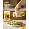 imagekatbite 2 in 1 Oil Sprayer ampamp Pour for Cooking 186 oz550ml Glass Olive Oil Dispenser Bottle OneTouch Open Lid NonDrip LeakProof Design Fine Mist05gSpray for Air Fryer Salad YellowCream White