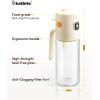 imagekatbite 2 in 1 Oil Sprayer ampamp Pour for Cooking 186 oz550ml Glass Olive Oil Dispenser Bottle OneTouch Open Lid NonDrip LeakProof Design Fine Mist05gSpray for Air Fryer Salad YellowCream White
