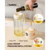 imagekatbite 2 in 1 Oil Sprayer ampamp Pour for Cooking 186 oz550ml Glass Olive Oil Dispenser Bottle OneTouch Open Lid NonDrip LeakProof Design Fine Mist05gSpray for Air Fryer Salad YellowCream White