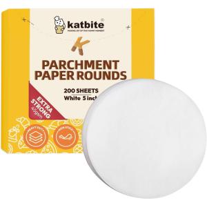 imageKatbite 200Pcs 9 Inch Parchment Paper Rounds Unbleached ampamp Nonstick Precut Parchment Circles for Cheesecake Spring Pans StorageFreezing Hamburger Patties5inch200