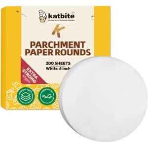 imageKatbite 200Pcs 9 Inch Parchment Paper Rounds Unbleached ampamp Nonstick Precut Parchment Circles for Cheesecake Spring Pans StorageFreezing Hamburger Patties6inch200