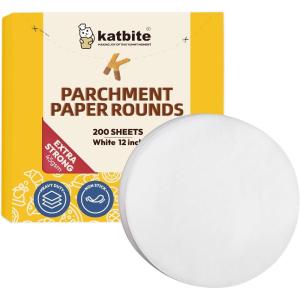 imageKatbite 200Pcs 9 Inch Parchment Paper Rounds Unbleached ampamp Nonstick Precut Parchment Circles for Cheesecake Spring Pans StorageFreezing Hamburger Patties12inch200