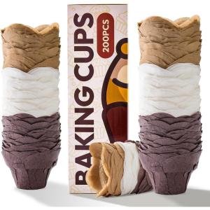 imageKatbite Tulip Cupcake Liners Holders 200PCS Muffin Baking Cups Cupcake Wrapper for Party Wedding Birthday ChristmasLotusMulti