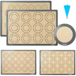 imageSilicone Baking Mat Katbite Large Baking Mat Set of 32 Half Sheets Mats 11 58quot x 16 12quot  1 Quarter Baking Sheets Reusable ampamp Nonstick Bakeware Mats for Cookies Macarons Bread and PastryGray 5 Pack
