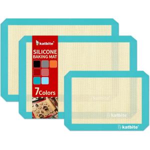 imageSilicone Baking Mat Katbite Large Baking Mat Set of 32 Half Sheets Mats 11 58quot x 16 12quot  1 Quarter Baking Sheets Reusable ampamp Nonstick Bakeware Mats for Cookies Macarons Bread and PastryDark Blue