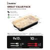 image9x13 Heavy Duty Aluminum Pans with Lids 10 Set 95 lb Extra Thick Blackgold Aluminum Foil Pans for Cooking Heating Meal Prep Storage Freezer and Takeout