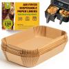 imageKatbite Air Fryer Liners Disposable  8 inch Square NonStick Airfryer Paper Liners Unbleached Parchment Paper for 5 to 8 Qt Basket Frying Baking Cooking Roasting Easy Cleanup 130pcs8655Rectangle