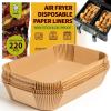 imageKatbite Air Fryer Liners Disposable  8 inch Square NonStick Airfryer Paper Liners Unbleached Parchment Paper for 5 to 8 Qt Basket Frying Baking Cooking Roasting Easy Cleanup 130pcs8655Rectangle