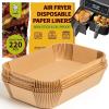 imageKatbite Air Fryer Liners Disposable  8 inch Square NonStick Airfryer Paper Liners Unbleached Parchment Paper for 5 to 8 Qt Basket Frying Baking Cooking Roasting Easy Cleanup 130pcs8655Rectangle