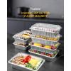 imagekatbite Small Aluminum Pans with Lids 50Pack 8quot6quot 225 LB Capacity Foil Food Containers with Clear Lids Disposable Tin Foil Pans for Baking Meal Prep and Freezer Takeout