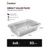 imagekatbite Small Aluminum Pans with Lids 50Pack 8quot6quot 225 LB Capacity Foil Food Containers with Clear Lids Disposable Tin Foil Pans for Baking Meal Prep and Freezer Takeout