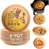 imageKatbite 150PCS 9 Inch Air Fryer Liners for 69 QT Basket Air Fryer Disposable Paper Liner Large Non Stick Air fryer Liner Made of Food Grade Parchment Paper
