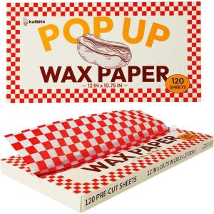 imageKatbite 120 Sheets Christmas PopUp Dry GreaseResistant Checkered Deli Paper 12x1075quot quotWax Paper Sheets for Food Burritos or SandwichesRed120sheets