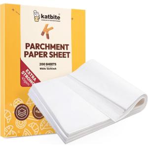 imageKatbite 200PCS 12x16 In Heavy Duty Flat Parchment Paper Parchment Paper Sheets for Baking Cookies Cooking Frying Air Fryer Grilling Rack Oven12x16 InchAdvanced Series12x16