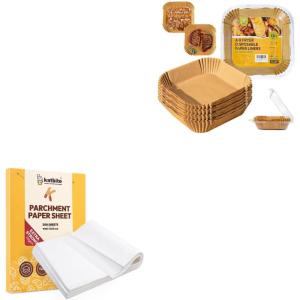 imageKatbite 200PCS 12x16 In Heavy Duty Flat Parchment Paper ampamp Square Air Fryer Liners 8 inch 130pcs