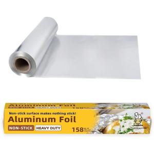 imageKatbite Non Stick Aluminum Foil Roll 12 Inch 158 SqFt Grilling Foil Wrap for Cooking Roasting BBQ Baking Catering with OneSide NonStick Coating