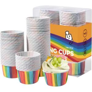 imageKatbite Parchment Cupcake Liners Standard Size 150PCS Christmas Cupcake Liners Muffin Baking Liners Heavy Duty Greaseproof Wrappers for Bakery Birthday PartyRainbow100pcs
