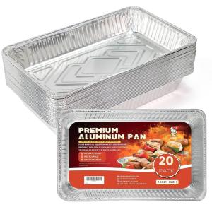 imagekatbite Heavy Duty 21x13 Aluminum Pans 20Pack  Premium Disposable Full Size Foil Baking Pans for Cooking Heating Storing ampamp Prepping Food