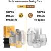 imageDisposable Ramekins with Lids  Katbite 60 Pack 5oz Aluminum Foil Cupcake Baking Cups Muffin Tins for Creme Brulee Desserts Baking  GoldGold