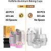 imageDisposable Ramekins with Lids  Katbite 60 Pack 5oz Aluminum Foil Cupcake Baking Cups Muffin Tins for Creme Brulee Desserts Baking  GoldPink