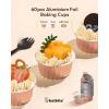 imageDisposable Ramekins with Lids  Katbite 60 Pack 5oz Aluminum Foil Cupcake Baking Cups Muffin Tins for Creme Brulee Desserts Baking  GoldRose Gold