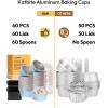 imageDisposable Ramekins with Lids  Katbite 60 Pack 5oz Aluminum Foil Cupcake Baking Cups Muffin Tins for Creme Brulee Desserts Baking  GoldSky Blue