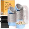 imageDisposable Ramekins with Lids  Katbite 60 Pack 5oz Aluminum Foil Cupcake Baking Cups Muffin Tins for Creme Brulee Desserts Baking  GoldSky Blue