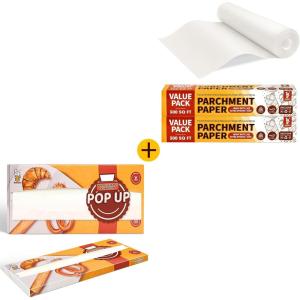 imageKatbite 2 Pack 15in x 242ft Parchment Paper Roll ampamp Katbite 135Pcs 45 gsm PopUp Parchment Paper Sheets