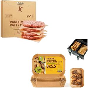 imageKatbite 300Pcs 6x6 Inches Patty Paper Burger Patty Paper ampamp Katbite 100PCS Air Fryer Liners Disposable 8x55