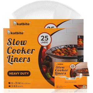 imageKatbite Crock Pot Liners Heavy Duty PopUp Slow Cooker Liners 13quot X 21quot Large Size Disposable Cooking Bags Regular Fits 385 Quarts Suitable for Oval ampamp Round ampamp Retangular Crock Pot 50 Count50 Count 13 X 21