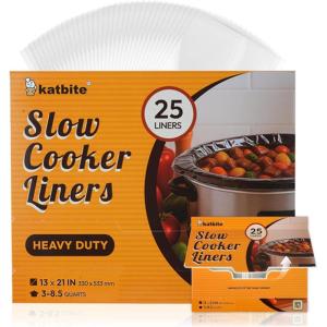 imageKatbite Crock Pot Liners Heavy Duty PopUp Slow Cooker Liners 13quot X 21quot Large Size Disposable Cooking Bags Regular Fits 385 Quarts Suitable for Oval ampamp Round ampamp Retangular Crock Pot 50 Count25 Count 13 X 21