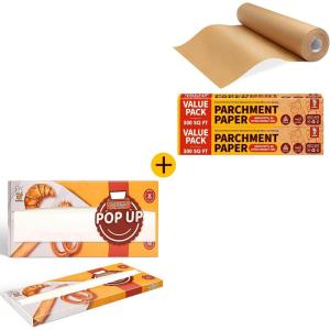 imageKatbite Unbleached Parchment Paper for Baking 2 Value Pack 15in x 242ft ampamp Katbite 135Pcs 10x15 Inch PopUp Parchment Paper Sheets
