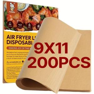 image200 Pcs Parchment Paper Sheets 9x11 Inches 45gsm Heavy Duty NonStick Precut Baking Paper for Cooking Grilling Air Fryer Unbleached Extra Strong Oil Proof ampamp Double Silicone Coating