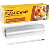 imageKatbite Plastic Wrap with Removable Slide Cutter 12inch X 1200 Square Foot Food Service Clear Film Roll Thick Enough Stronger Durable Stretch for Daily ampamp Comercial Use
