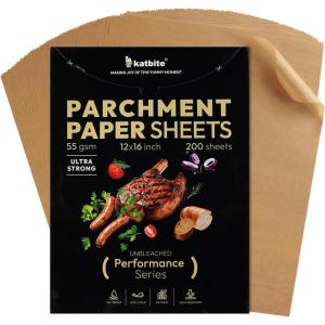 imageKatbite 400Pcs 9x13 inch Heavy Duty Unbleached Parchment Paper Parchment Paper Sheets for Baking Cookies Cooking Frying Air Fryer Grilling Rack Oven9x13 Inch12x1620055gsm