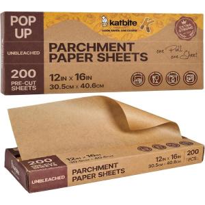 imageKatbite Parchment Paper Sheets PopUp 200 PCS 12x16 Inches Precut Unbleached Baking Parchment Extra Strong Nonstick Nontoxic Heavy Duty Flat Baking Paper for Oven Cooking Grilling Air Fryer12x16 In200Pcs
