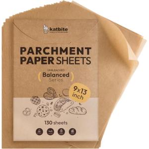 imageKatbite Parchment Paper Sheets 360 PCS 12x16 Inches Precut Unbleached Baking Parchment Nonstick Nontoxic Heavy Duty Flat Baking Paper for Oven Cooking Grilling Air Fryer and Steaming9x13 Inch 130 Pcs