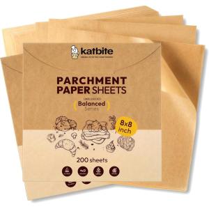 imageKatbite Parchment Paper Sheets 360 PCS 12x16 Inches Precut Unbleached Baking Parchment Nonstick Nontoxic Heavy Duty Flat Baking Paper for Oven Cooking Grilling Air Fryer and Steaming8x8 Inch2002pack