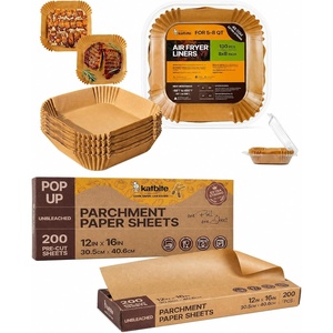 image:imageKatbite 8 Inch Air Fryer Liners Disposable amp 12x16 Inch Pop Up Parchment Paper Sheets
